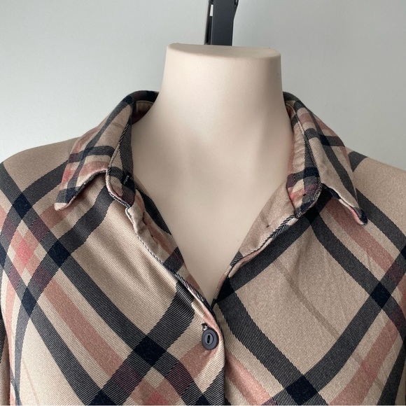 Michael Tyler Check Button Down Drapey Top Shirt Womens Size Small - Picture 10 of 12